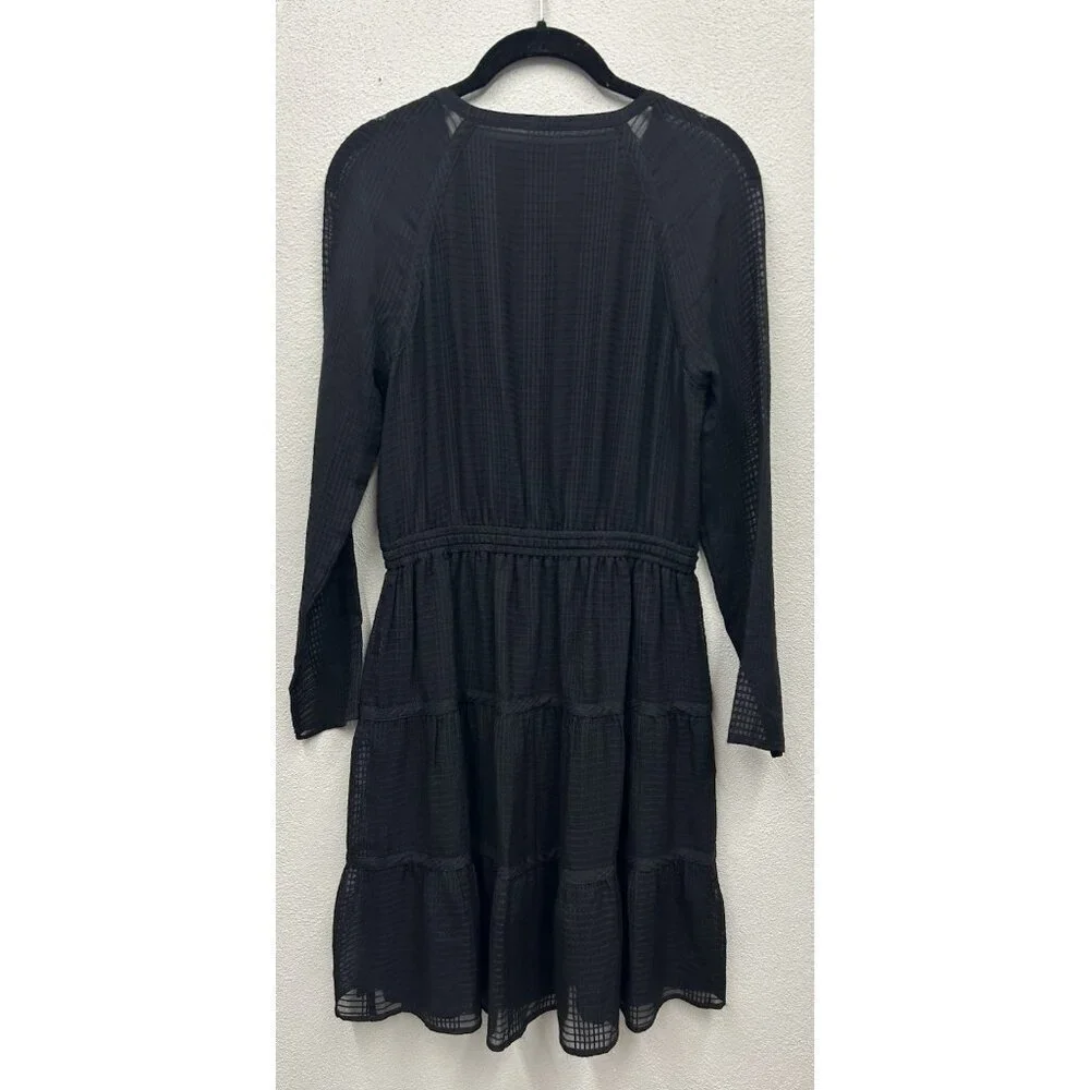 Tory Burch Silk Dress Size 2 Black Long Sleeve Knee Length Wedding Guest